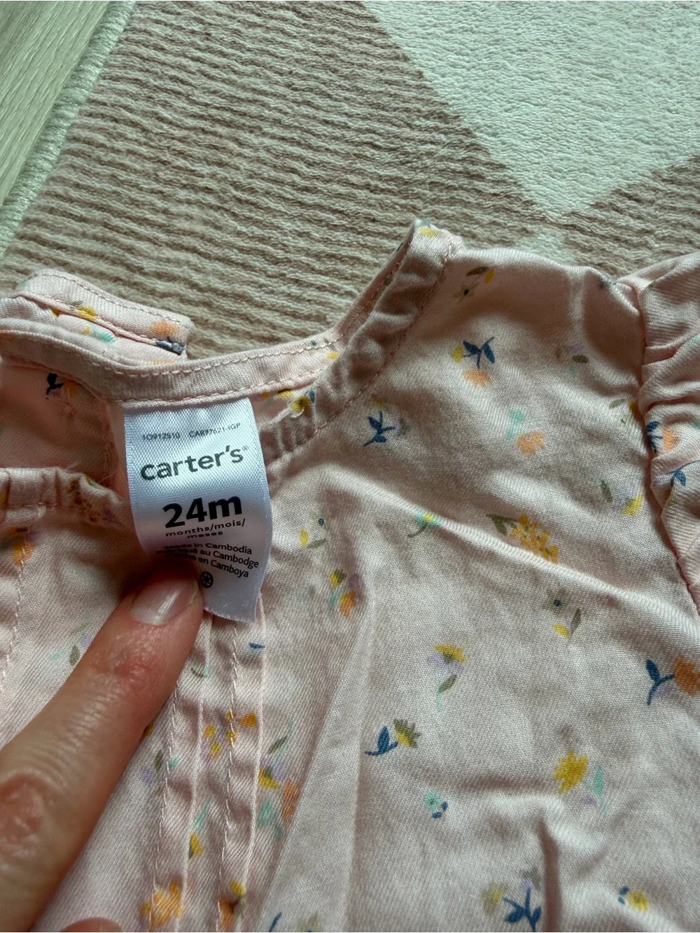 Carter's Pink Floral Flutter-Sleeve One-Piece Bodysuit
